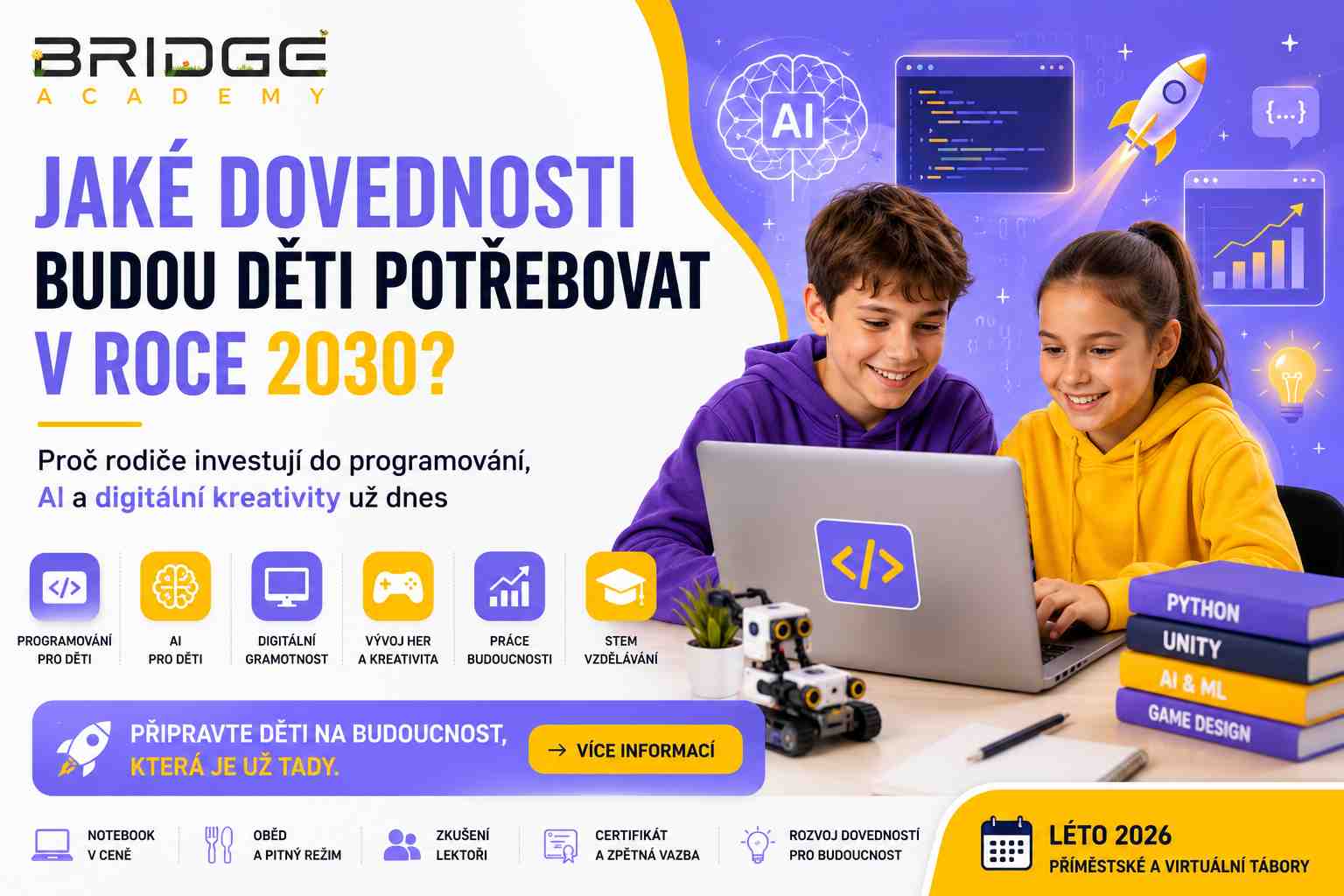 Jaké dovednosti budou děti potřebovat v roce 2030? Proč rodiče investují do programování, AI a digitální kreativity už dnes